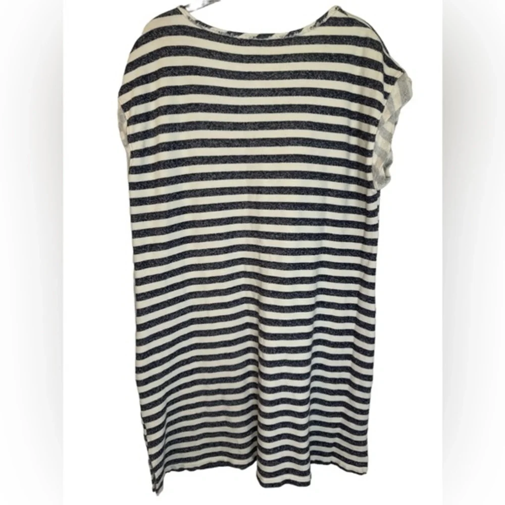Free People Navy/Beige Terry Cloth Striped Short Sleeve Dress‎ Size Medium